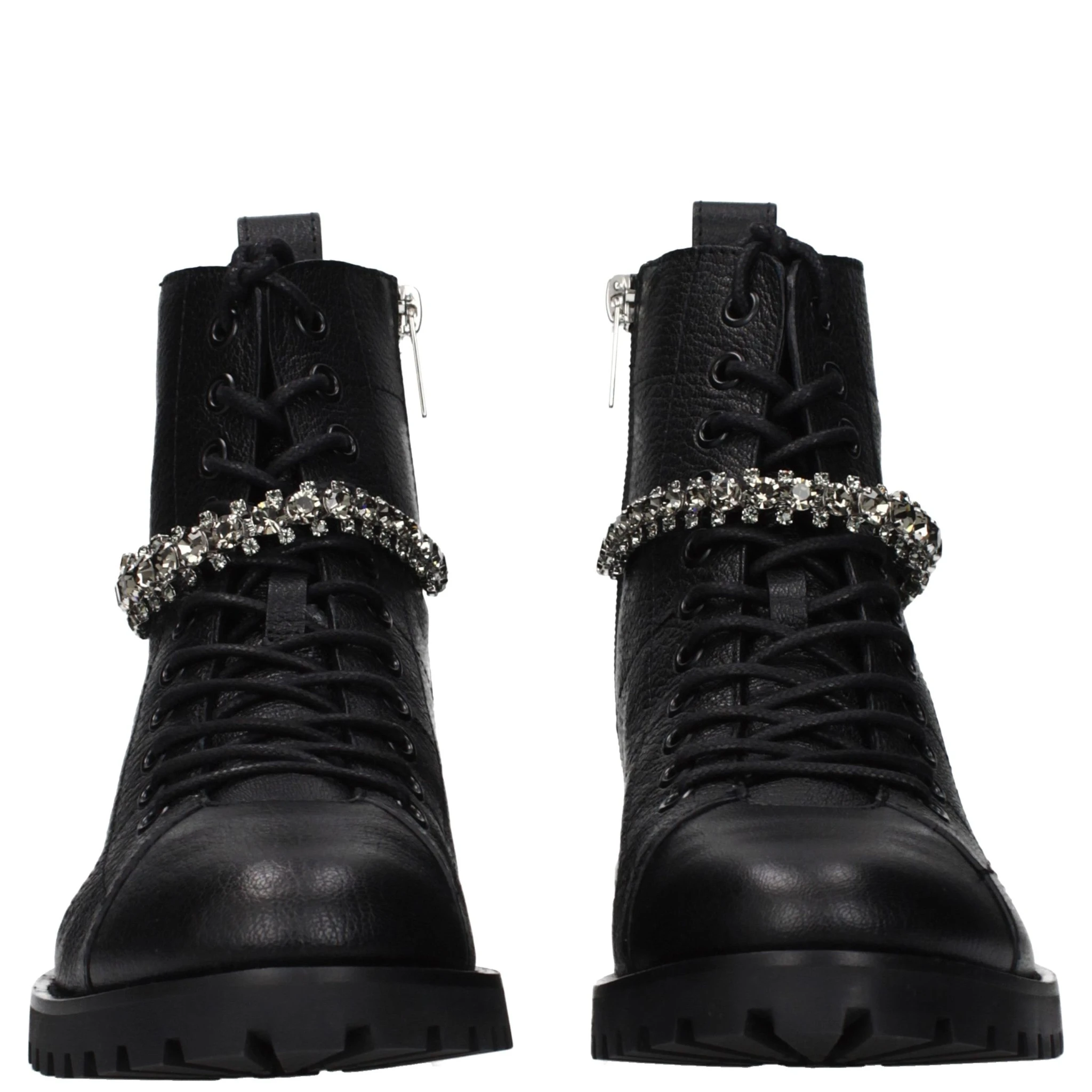 حذاء كاحل من الجلد الأسود