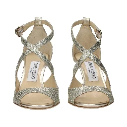 صندل بكعب ستيليتو ذهبي بلاستيكي