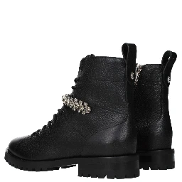 حذاء كاحل من الجلد الأسود