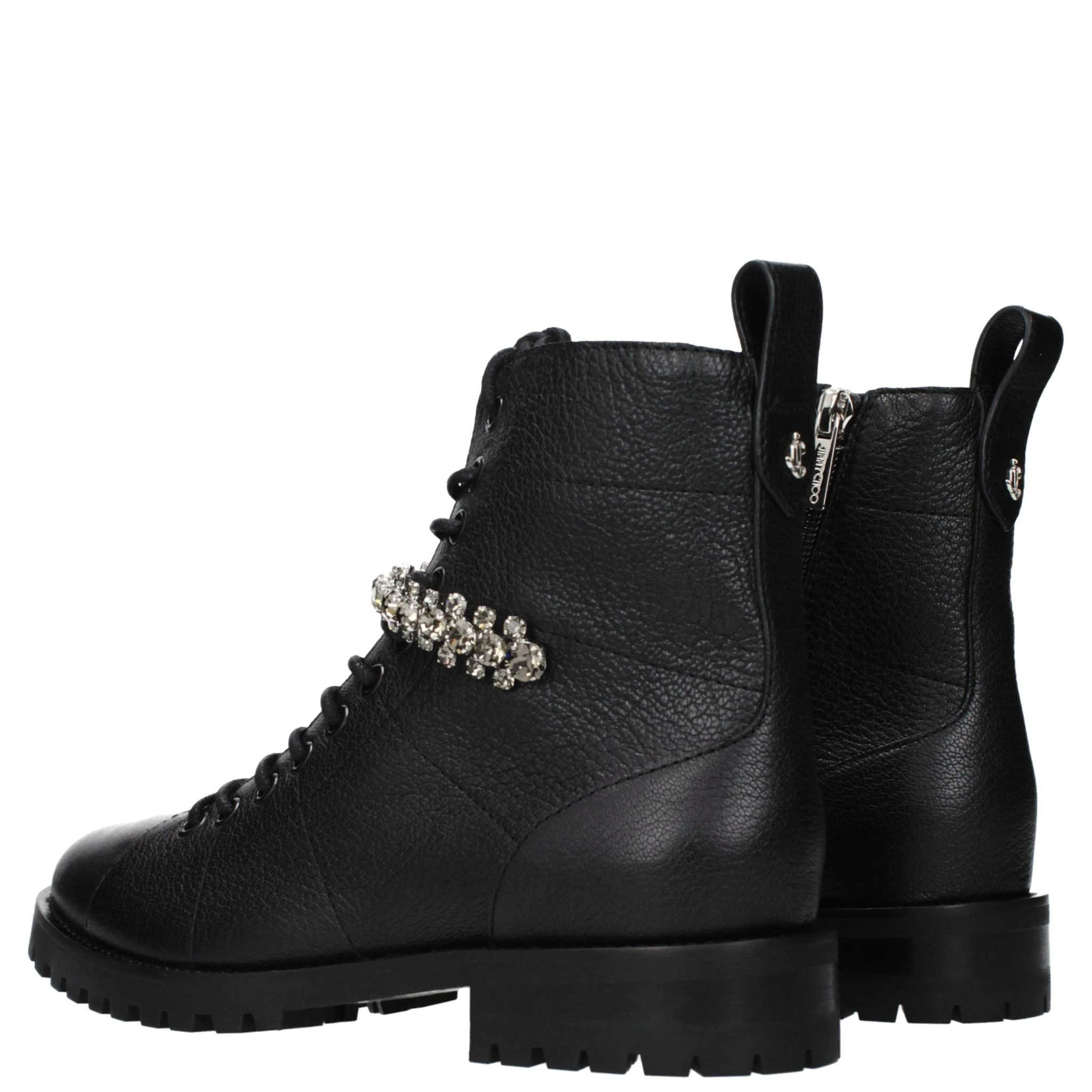 حذاء كاحل من الجلد الأسود