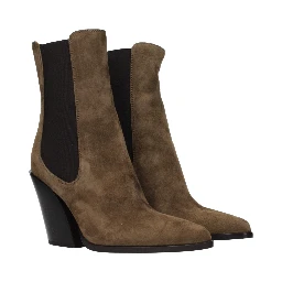 حذاء كاحل من الجلد البني