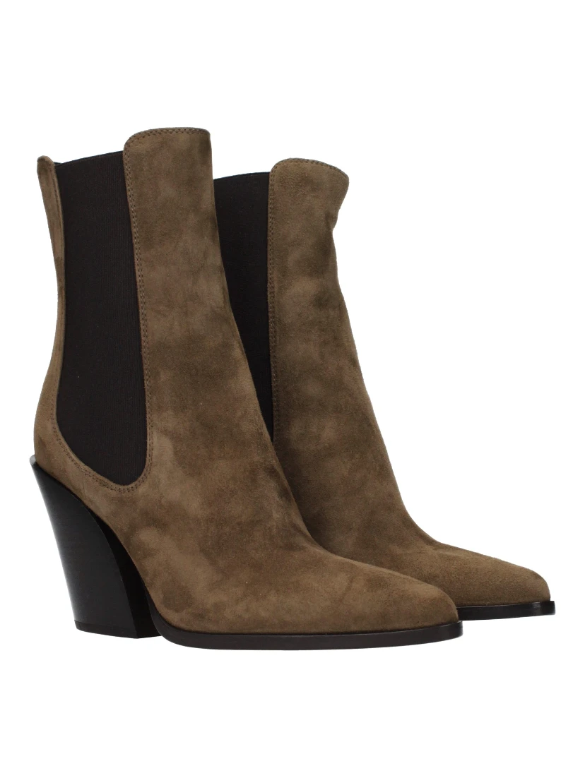 حذاء كاحل من الجلد البني