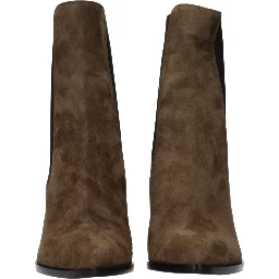 حذاء كاحل من الجلد البني