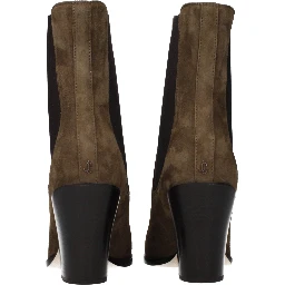 حذاء كاحل من الجلد البني