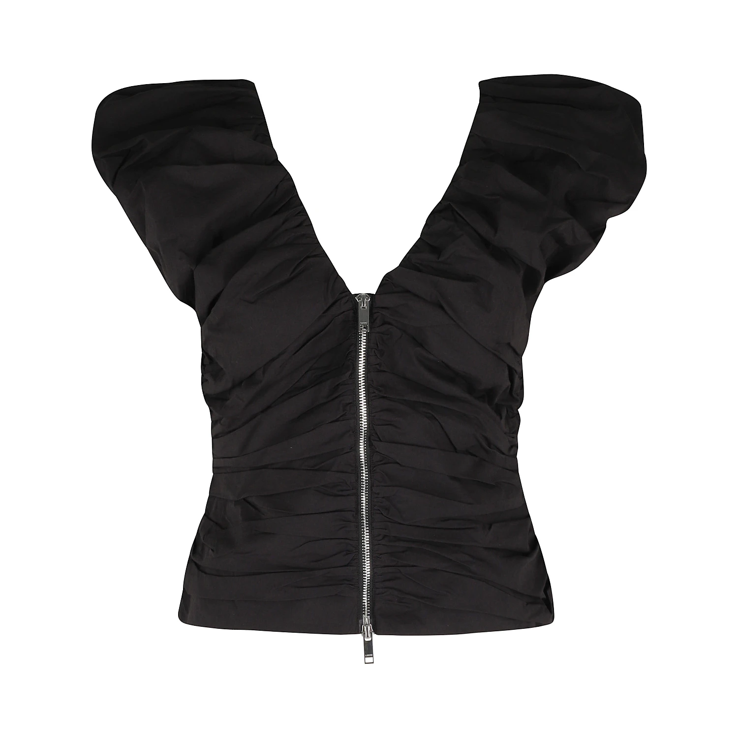 STRETCH COTTON RUCHED TOP