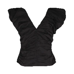 STRETCH COTTON RUCHED TOP