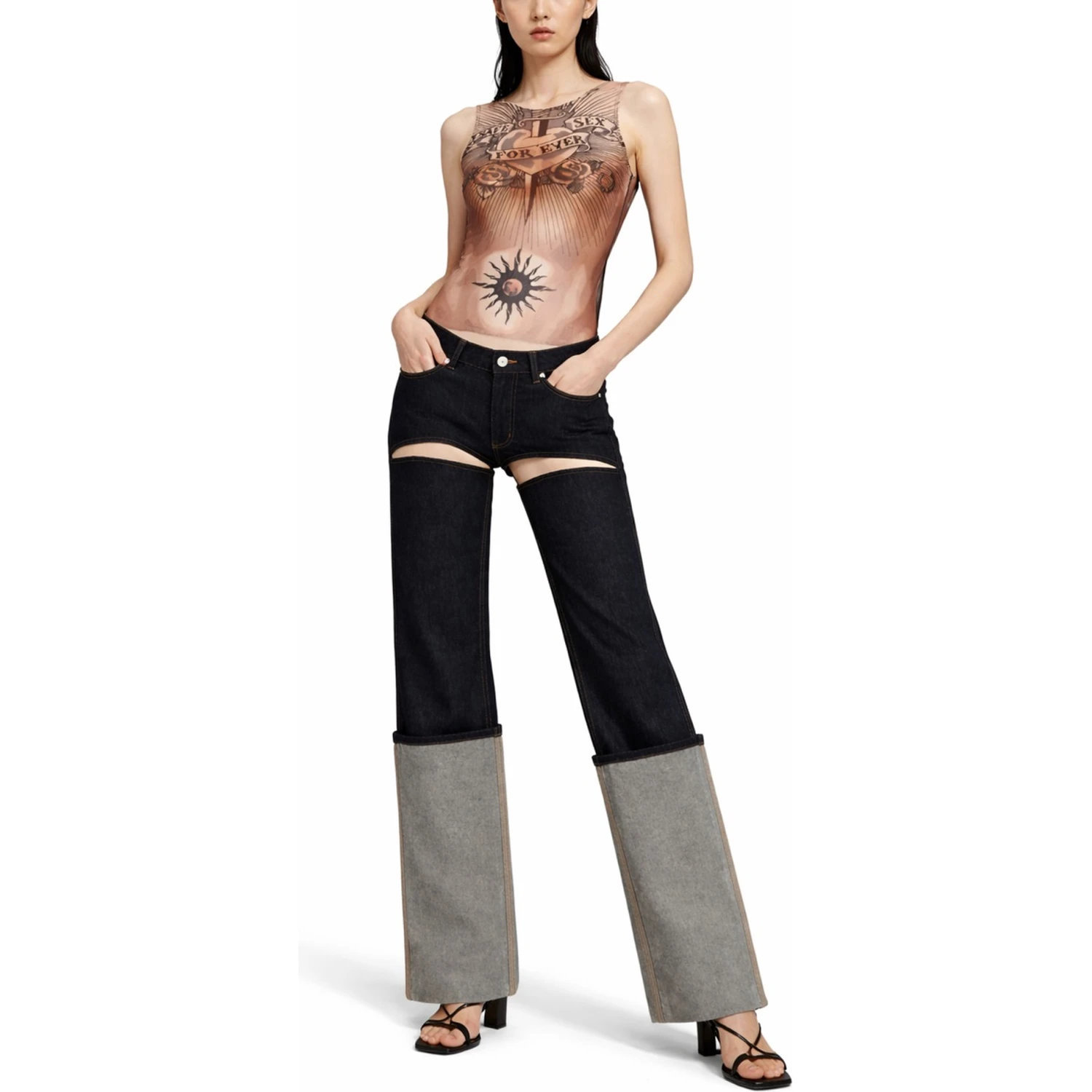 "SAFE SEX TATOO" PRINT TOP