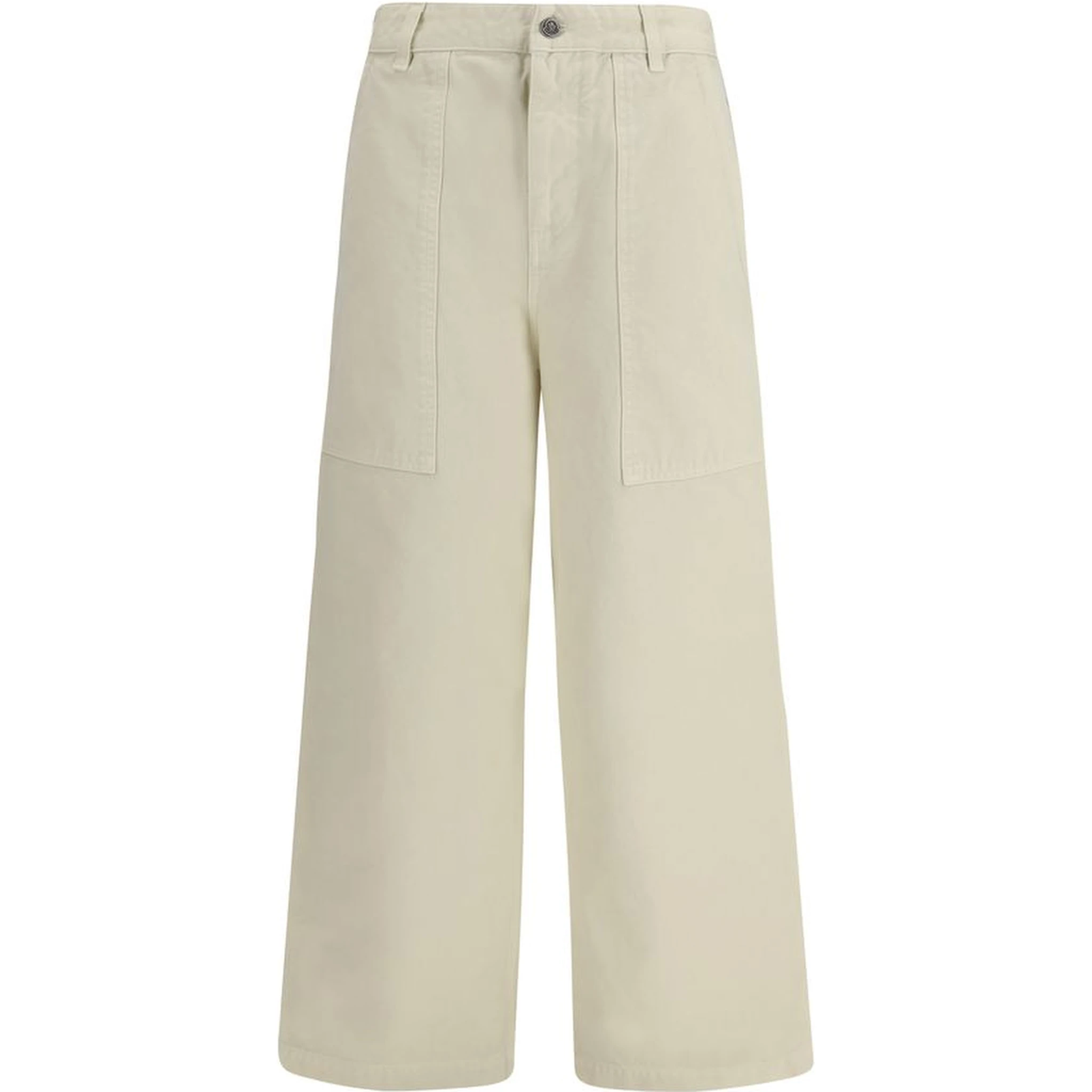 Beige Cotton Casual Pants