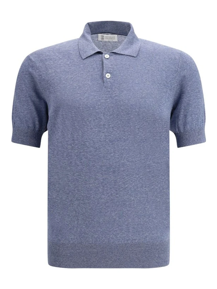 Blue Linen Polo Shirt