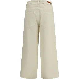 Beige Cotton Casual Pants