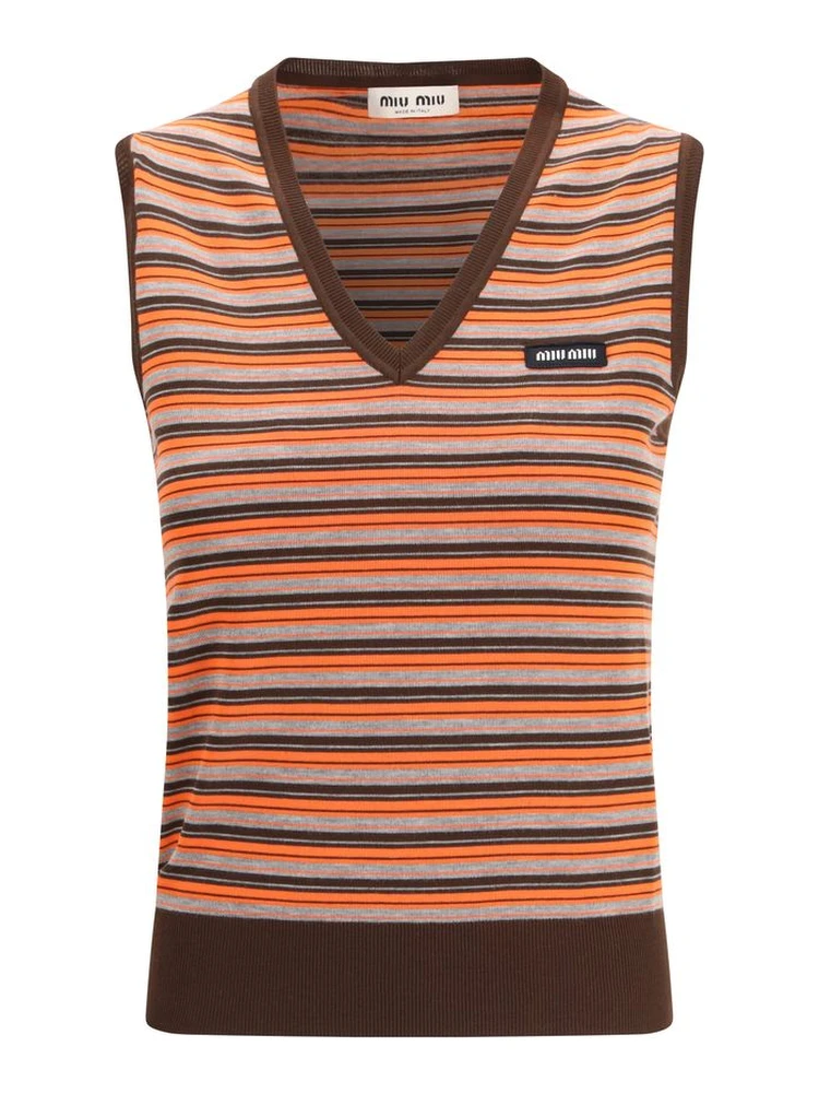 Multicolor Wool Sleeveles Sweater