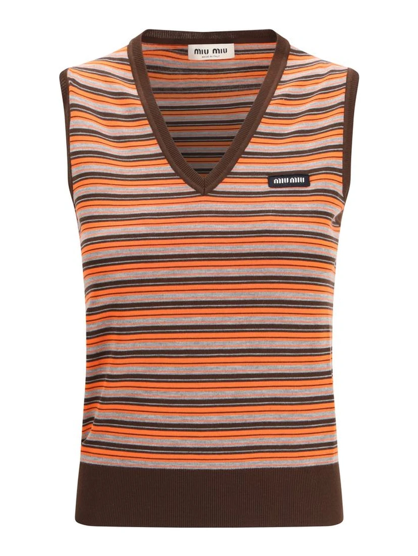 Multicolor Wool Sleeveles Sweater