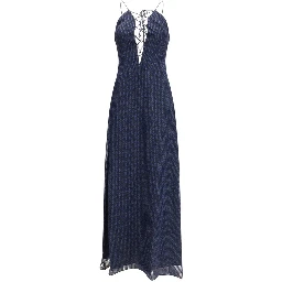 Blue Silk Casual Dress