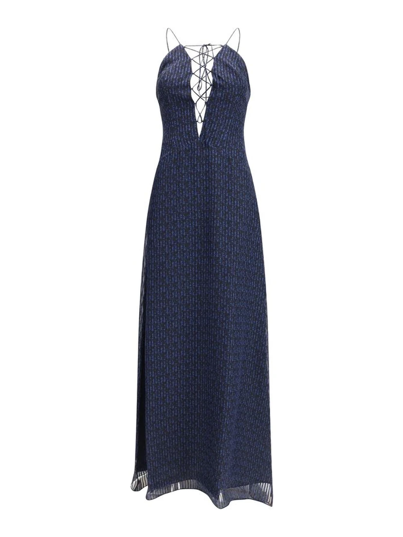 Blue Silk Casual Dress