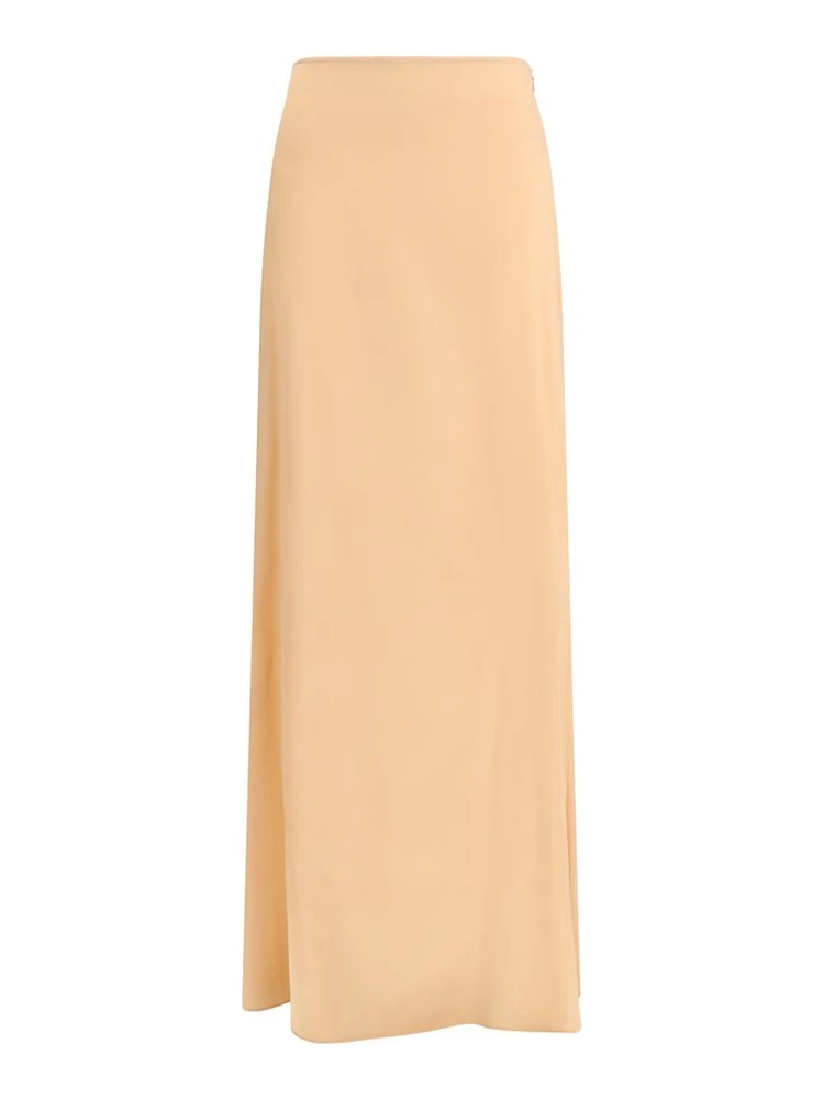 Orange Silk Long Skirt