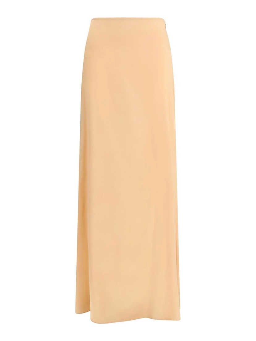 Orange Silk Long Skirt
