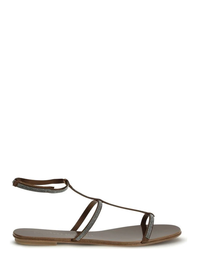 Brown Calf Leather Bos Taurus Strap-On Sandals