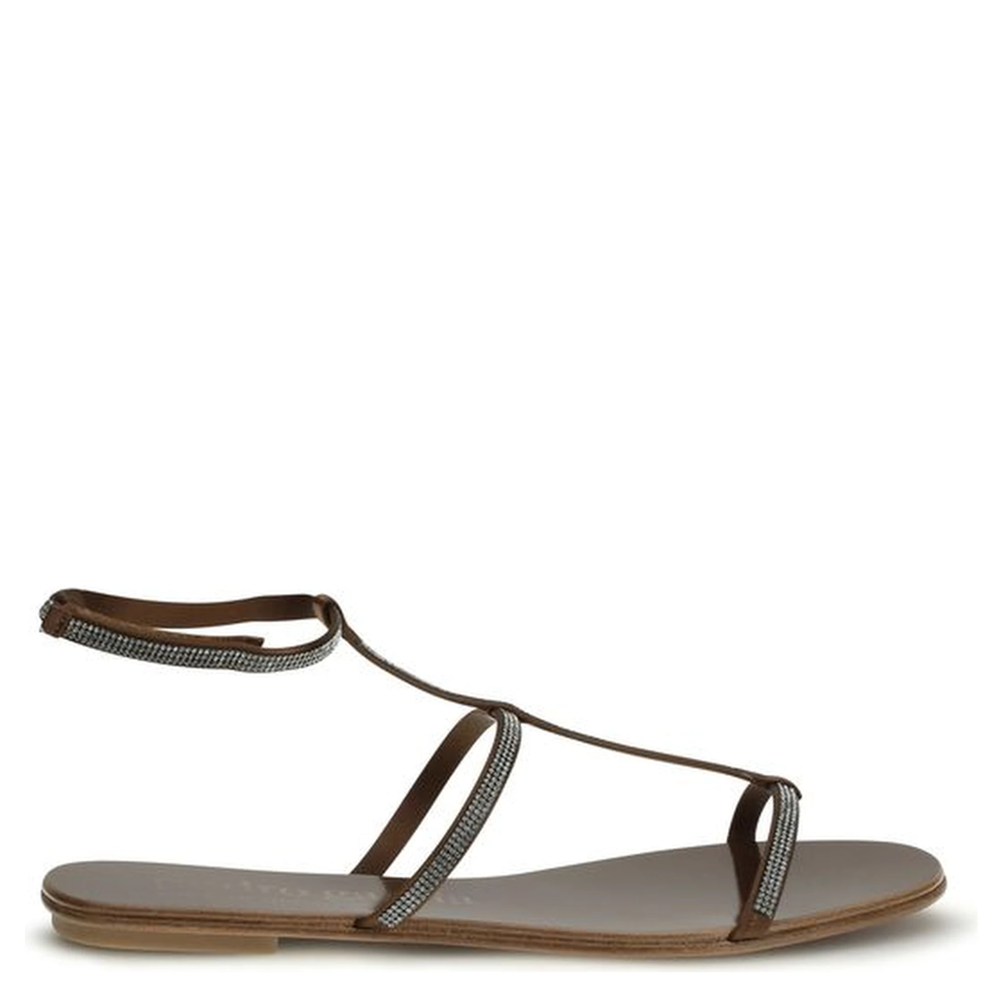 Brown Calf Leather Bos Taurus Strap-On Sandals