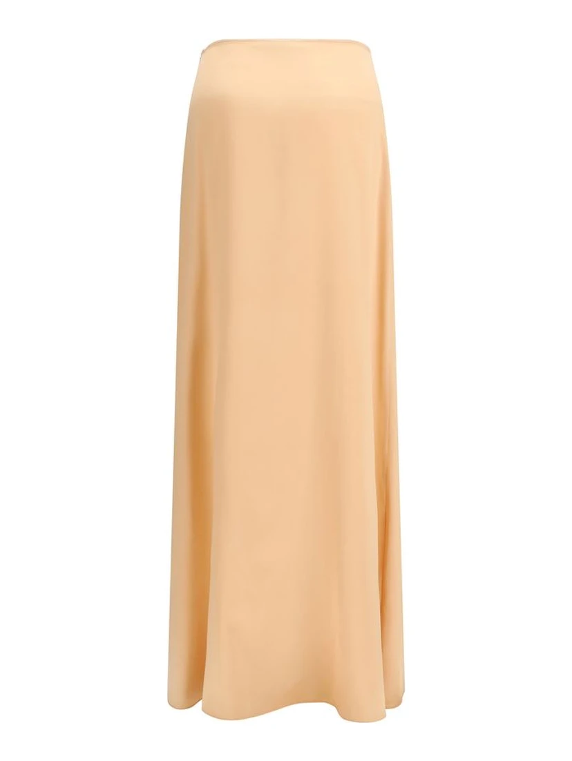 Orange Silk Long Skirt
