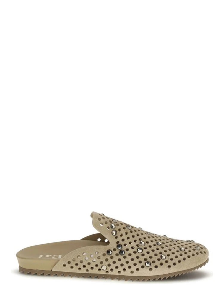 Beige Calf Leather Bos Taurus Mules