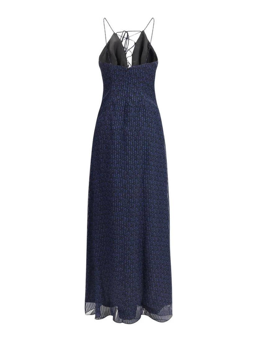 Blue Silk Casual Dress