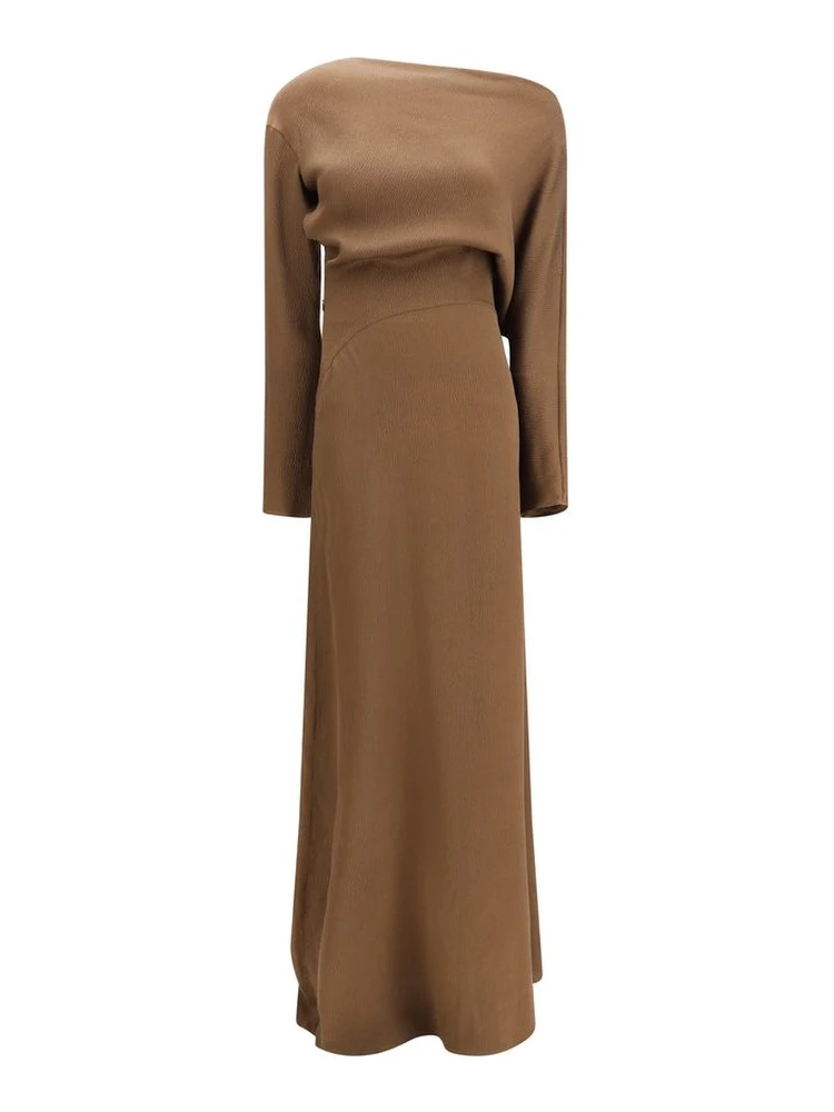 Brown Silk Casual Dress