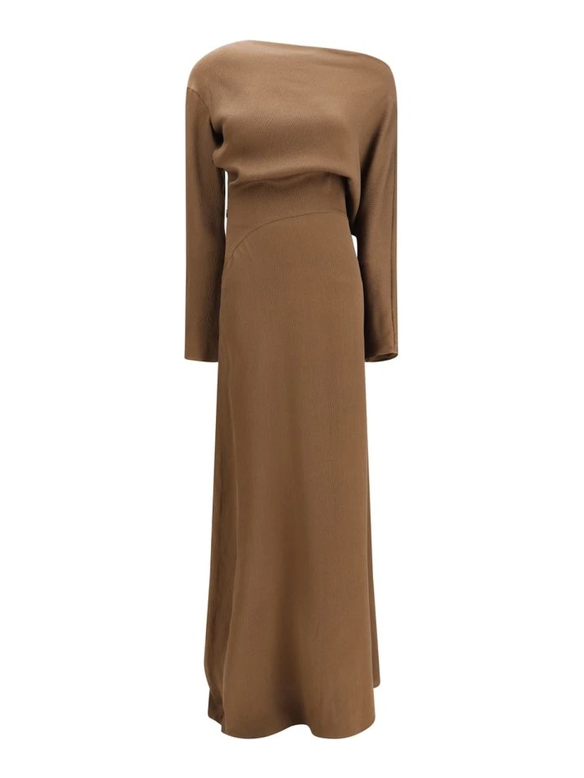 Brown Silk Casual Dress