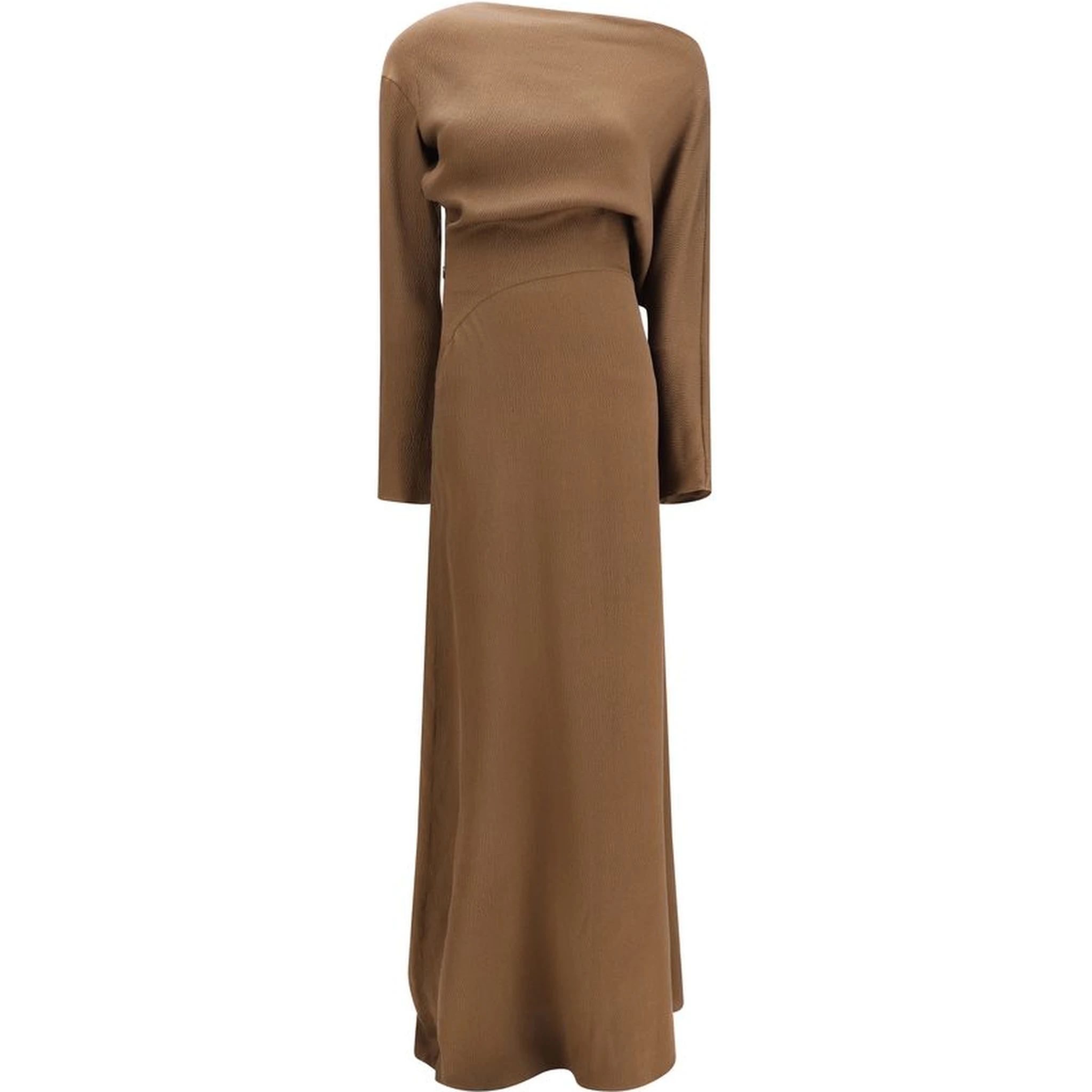 Brown Silk Casual Dress
