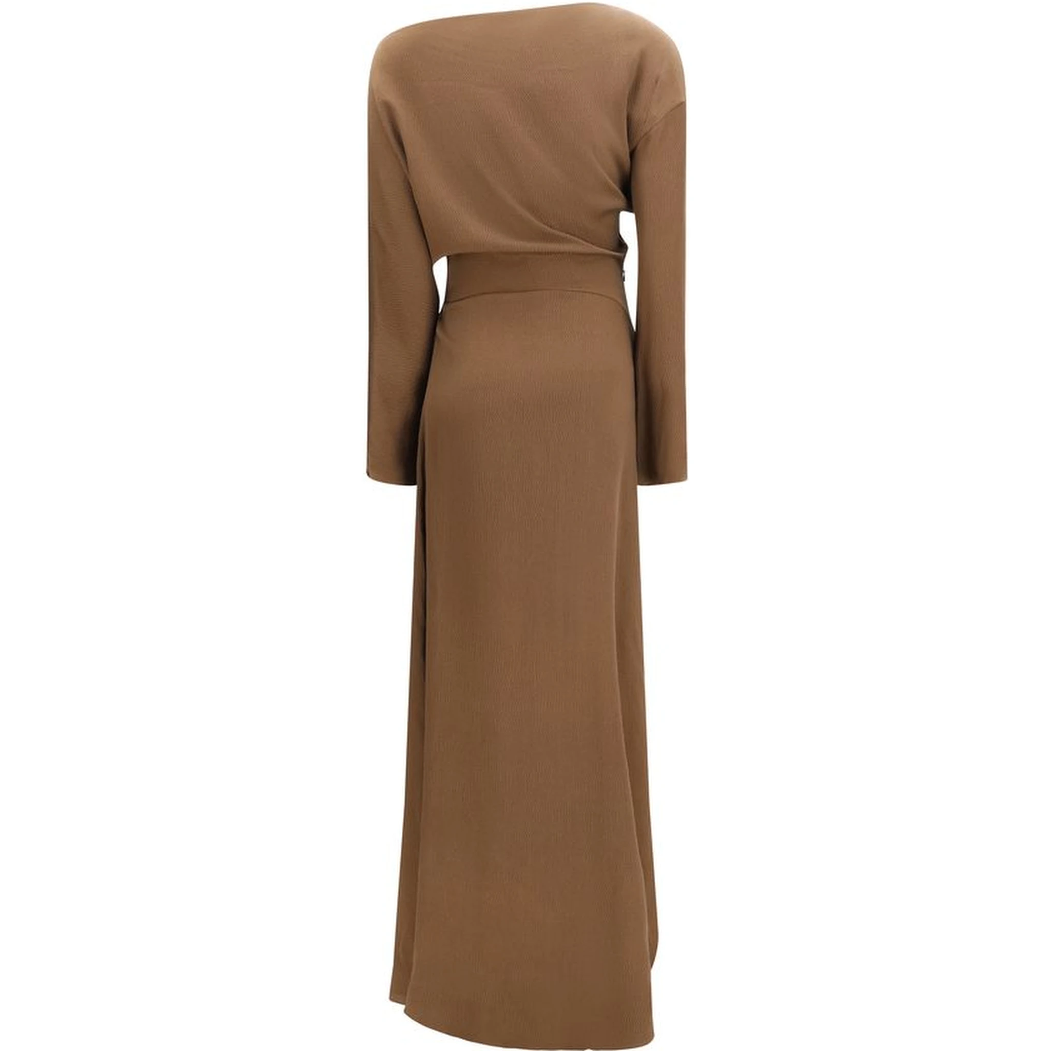 Brown Silk Casual Dress