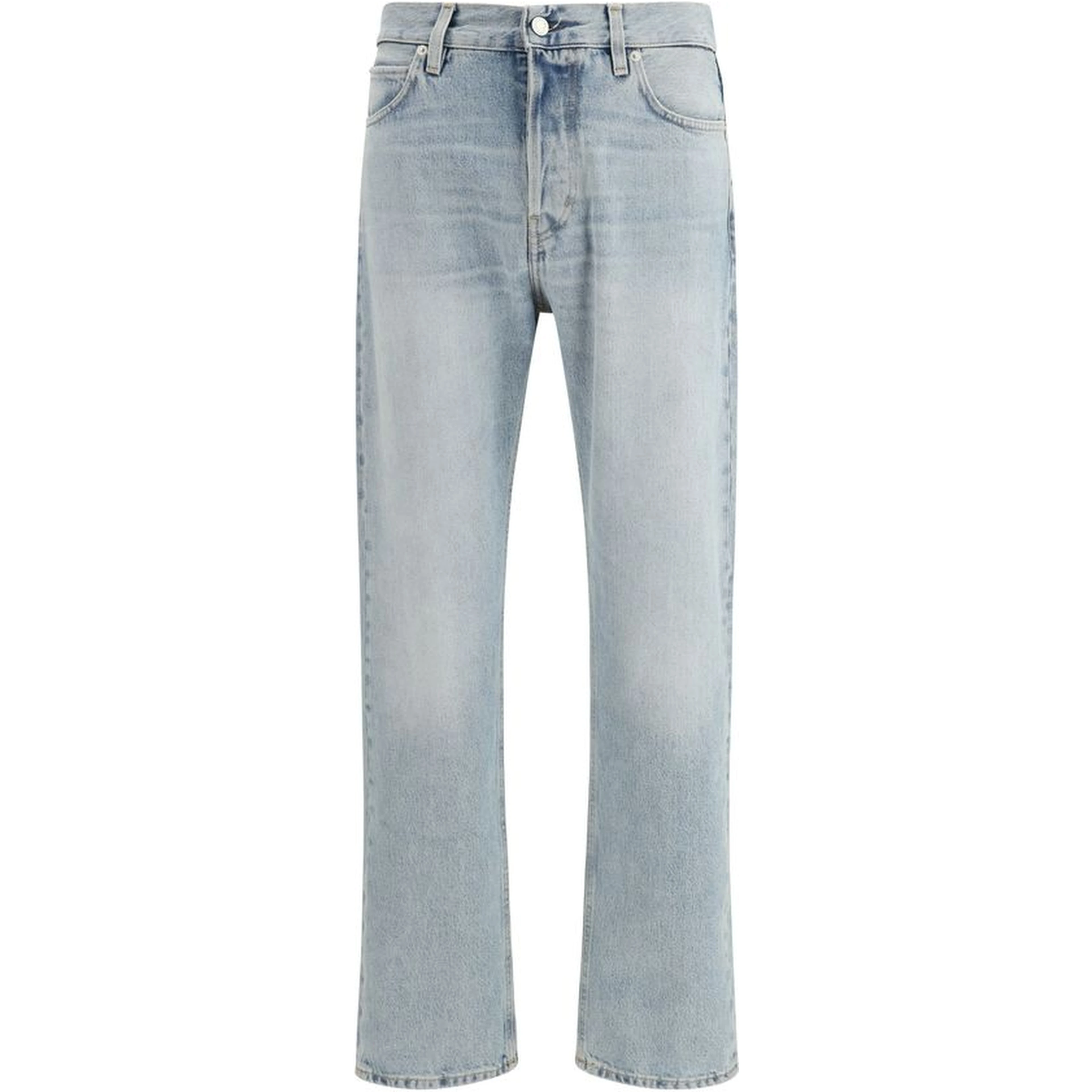 Blue Cotton Straight-Leg Jeans