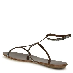 Brown Calf Leather Bos Taurus Strap-On Sandals