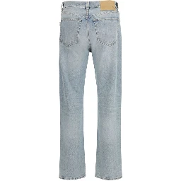 Blue Cotton Straight-Leg Jeans