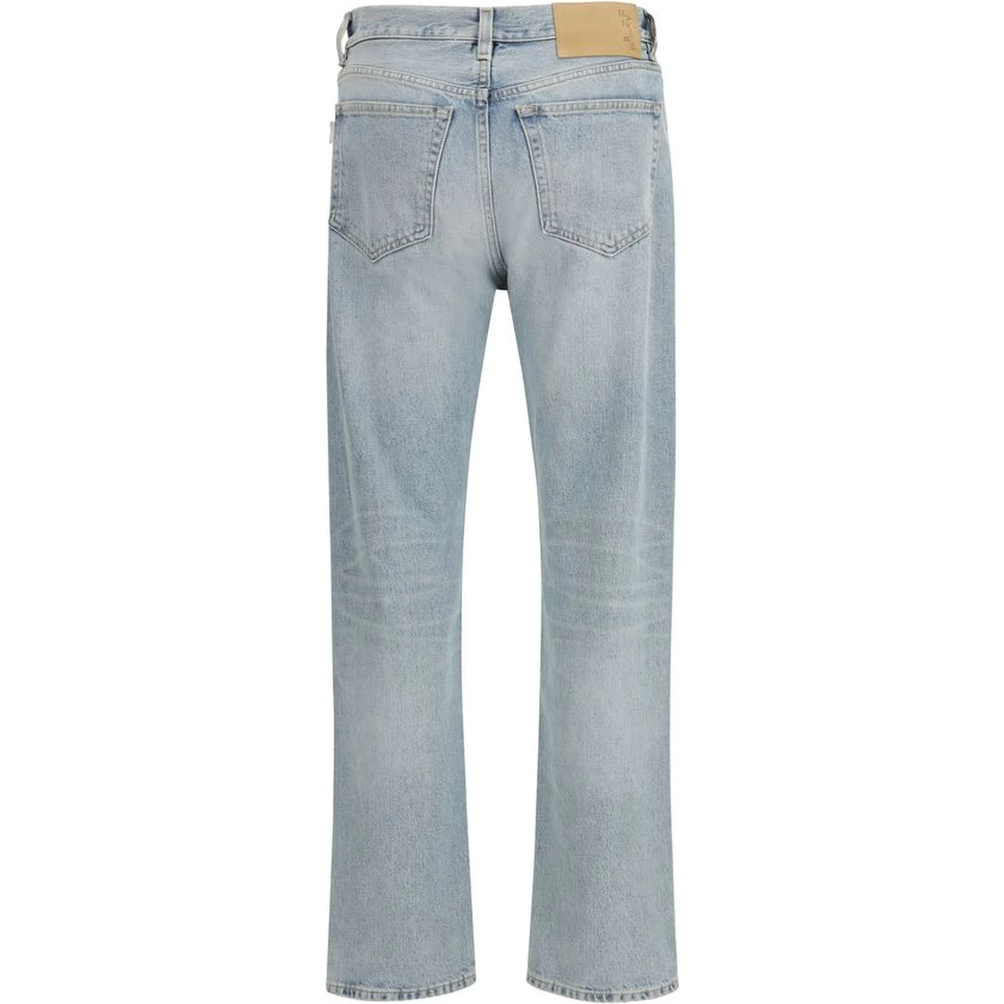 Blue Cotton Straight-Leg Jeans