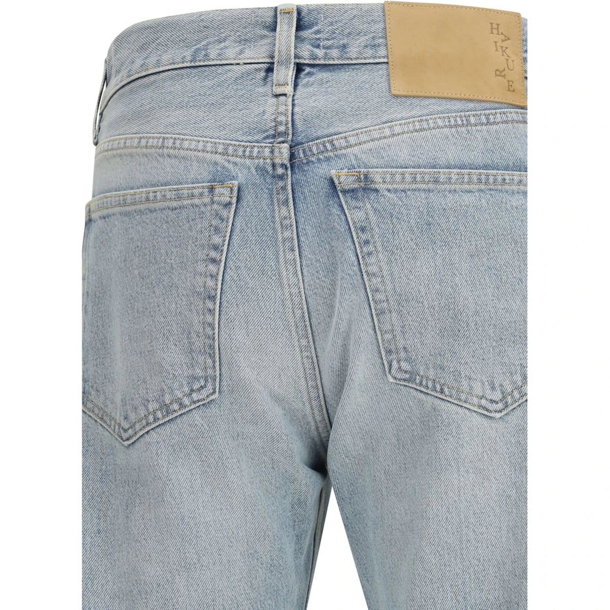 Blue Cotton Straight-Leg Jeans