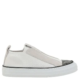 White Nylon Low Top Sneakers