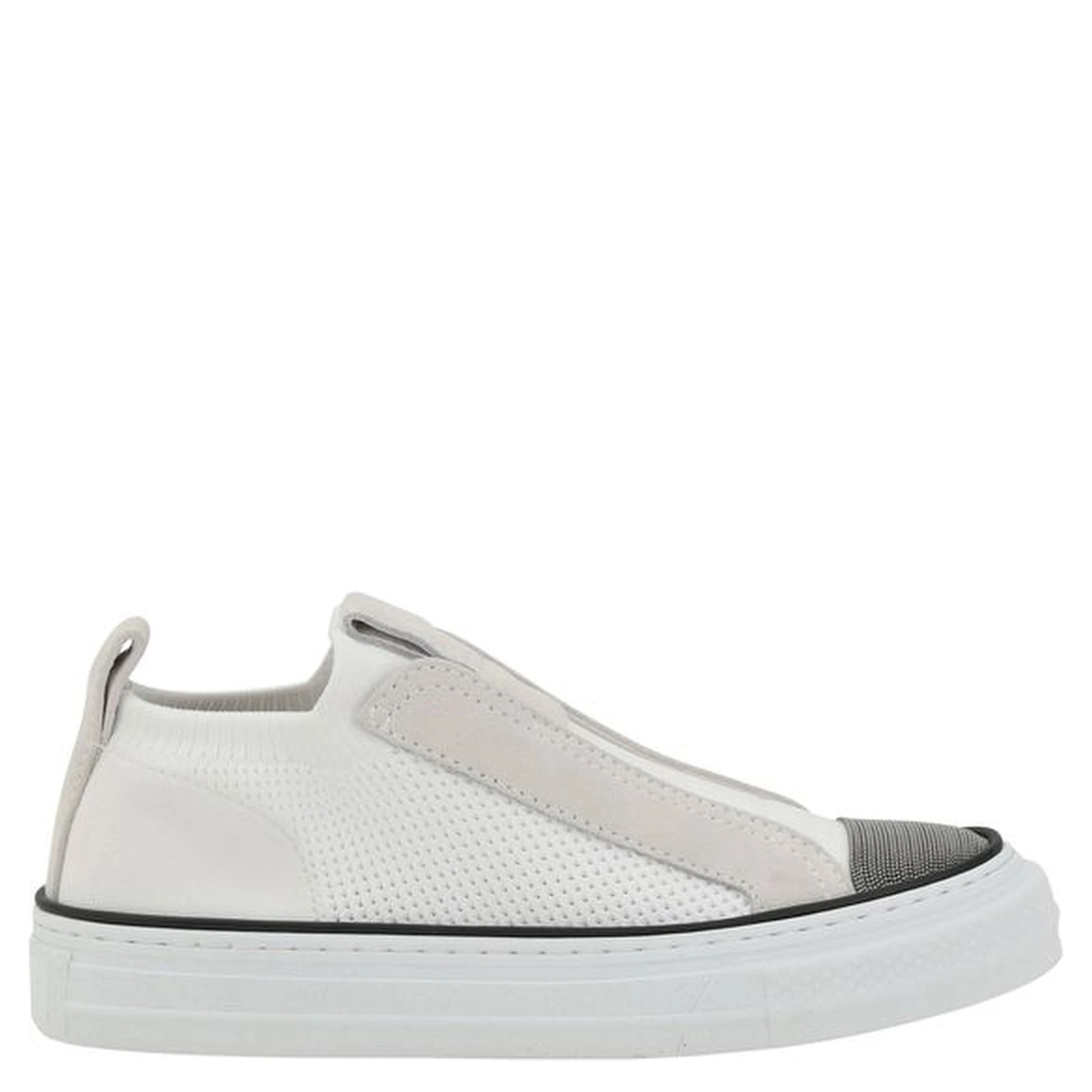 White Nylon Low Top Sneakers