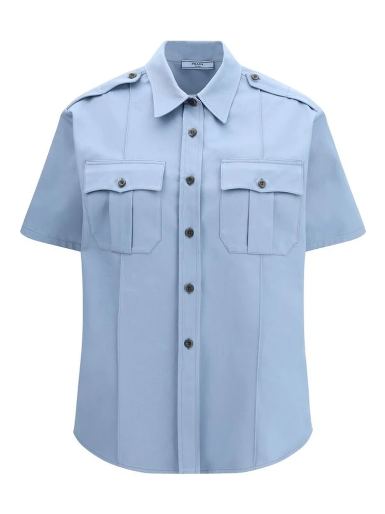 Blue Cotton Shortsleeve Shirt