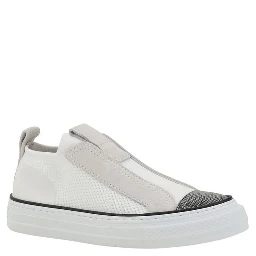 White Nylon Low Top Sneakers