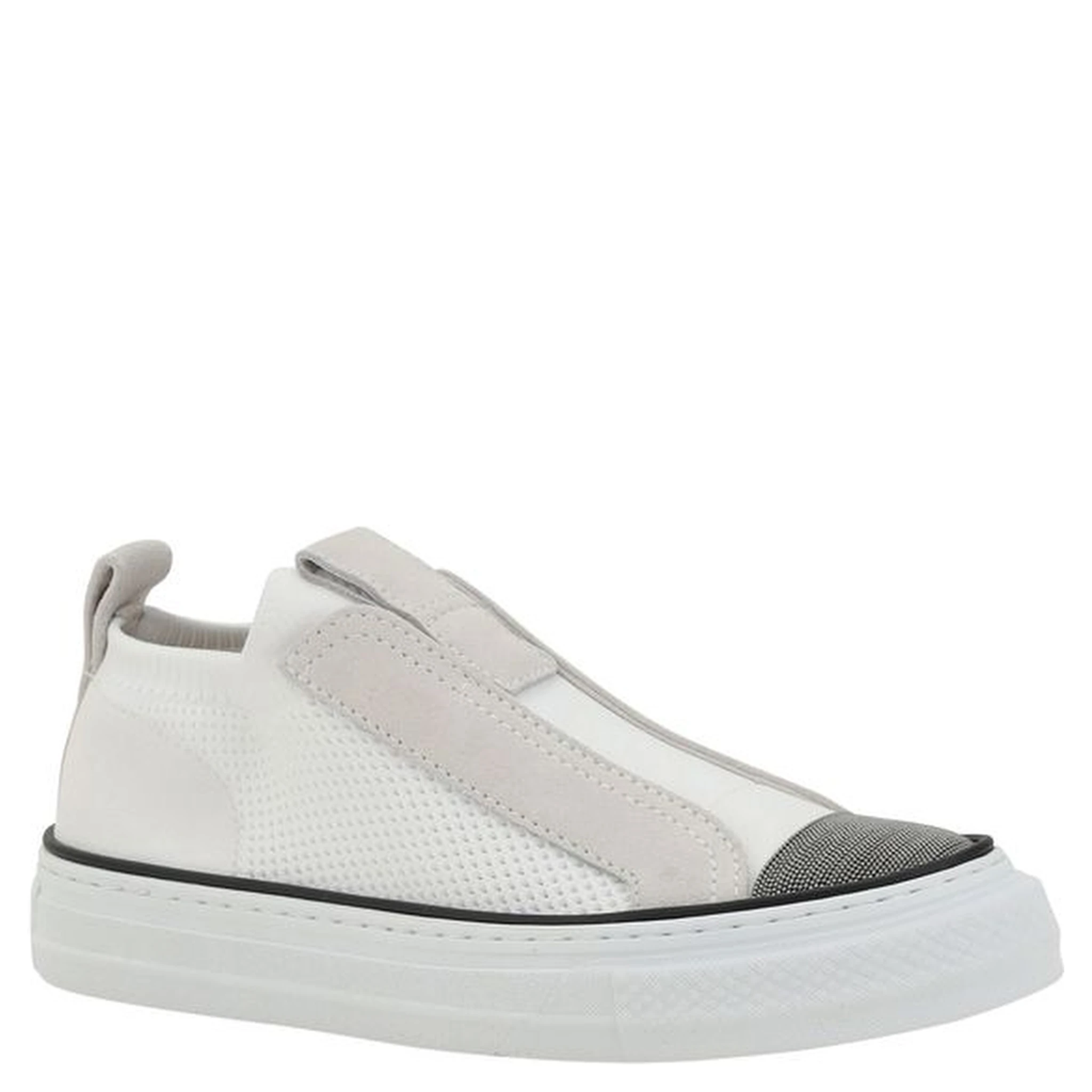 White Nylon Low Top Sneakers