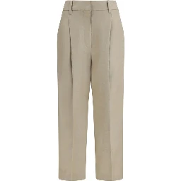 Beige Linen Casual Pants