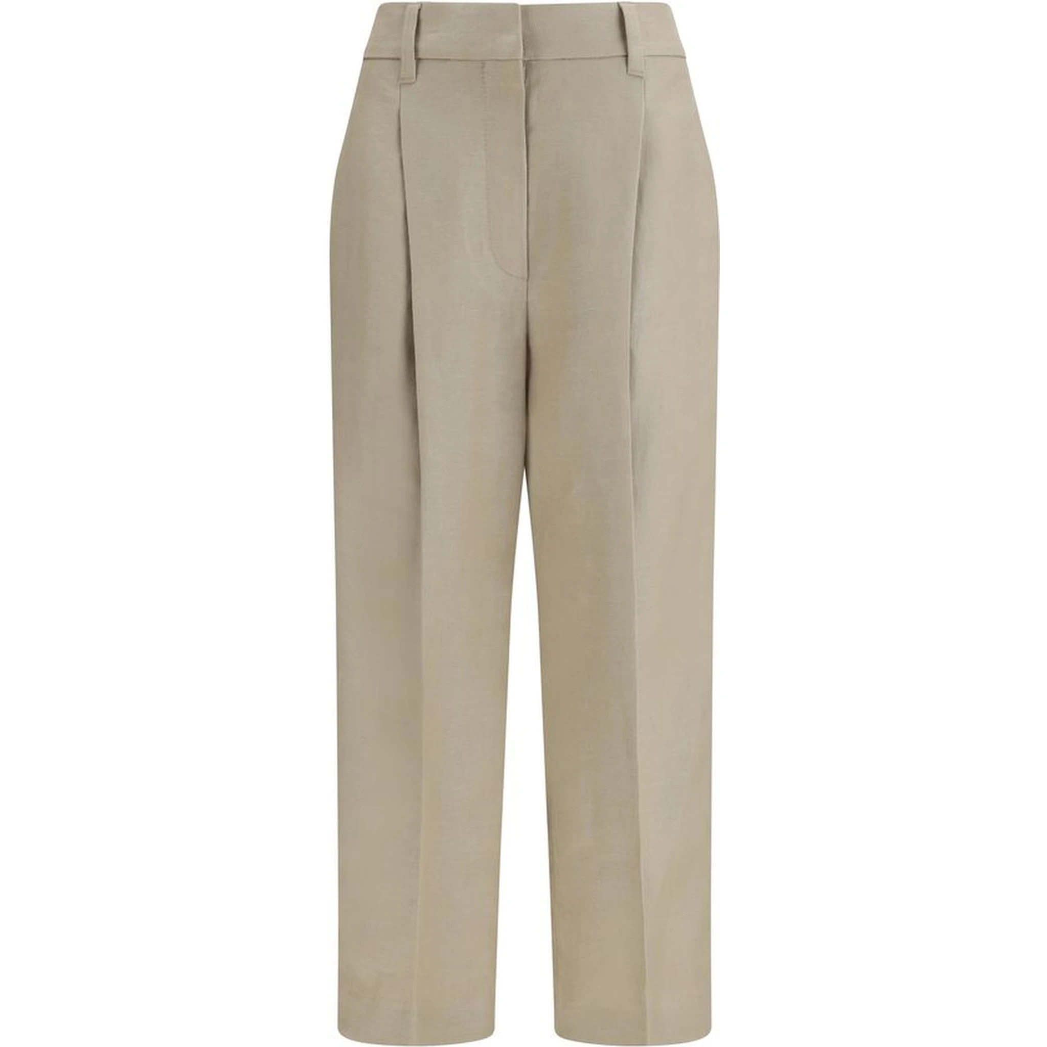 Beige Linen Casual Pants