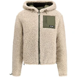 Beige Fleece Wool Full-Length Jacket