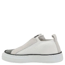 White Nylon Low Top Sneakers