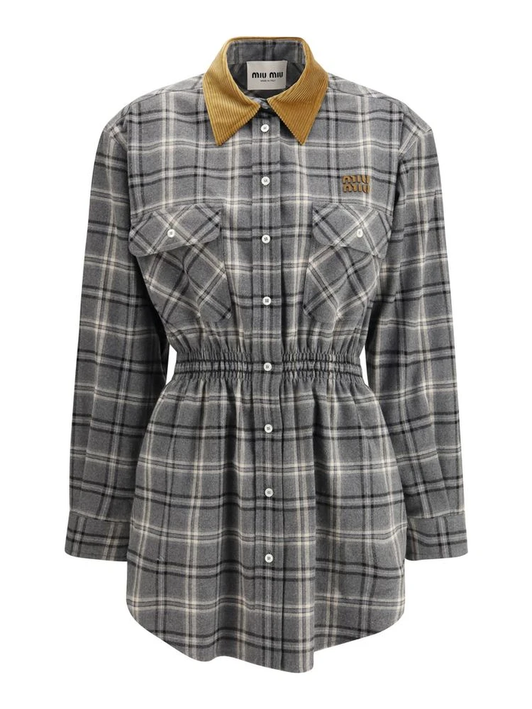 Gray Cotton Casual Dress