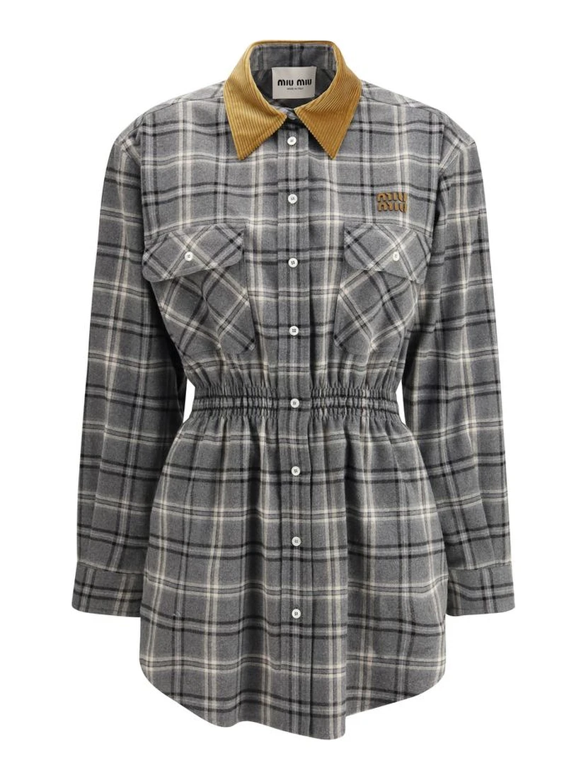 Gray Cotton Casual Dress