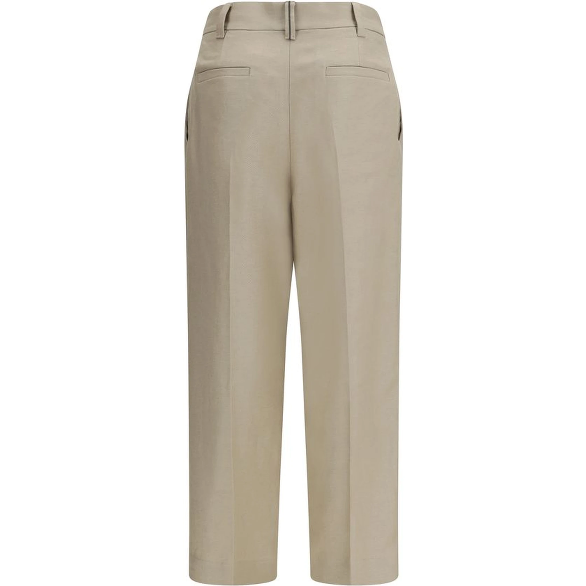 Beige Linen Casual Pants