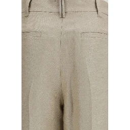 Beige Linen Casual Pants