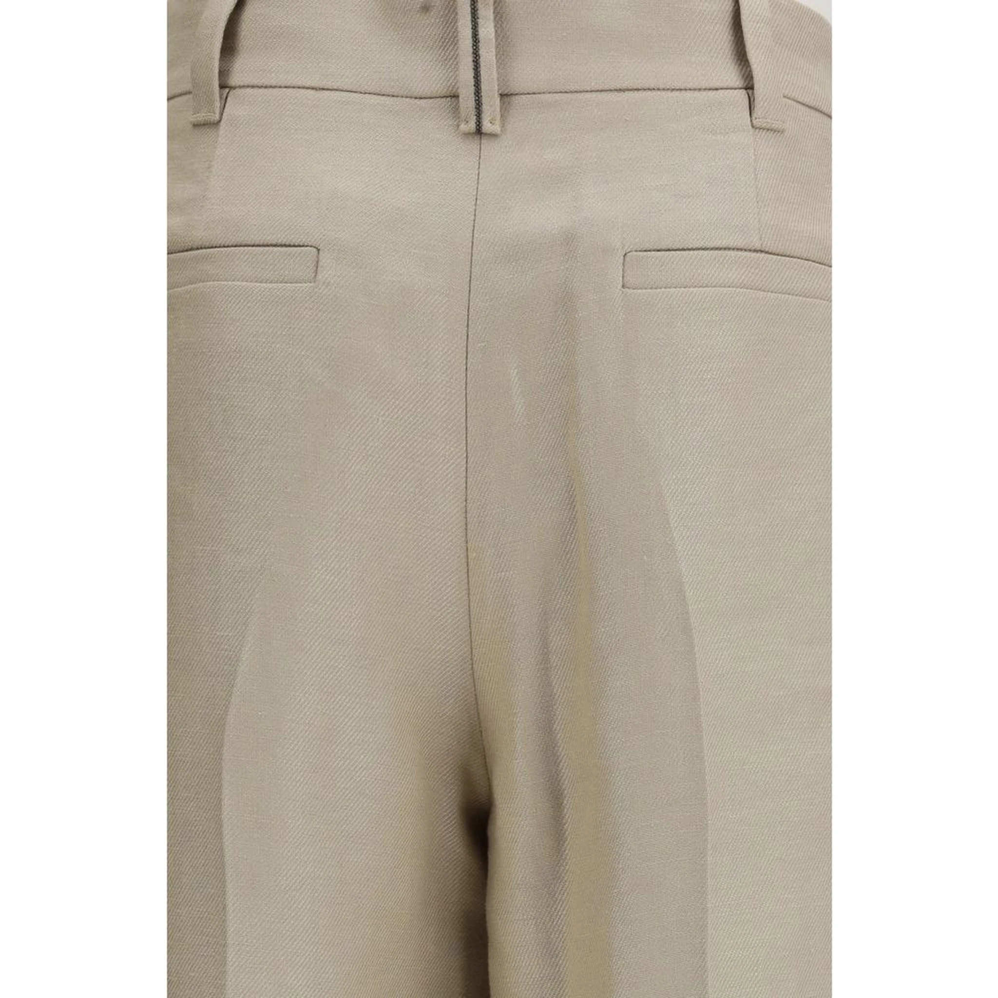 Beige Linen Casual Pants