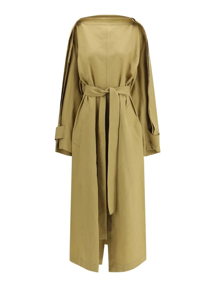Beige Lyocell Trench Coat