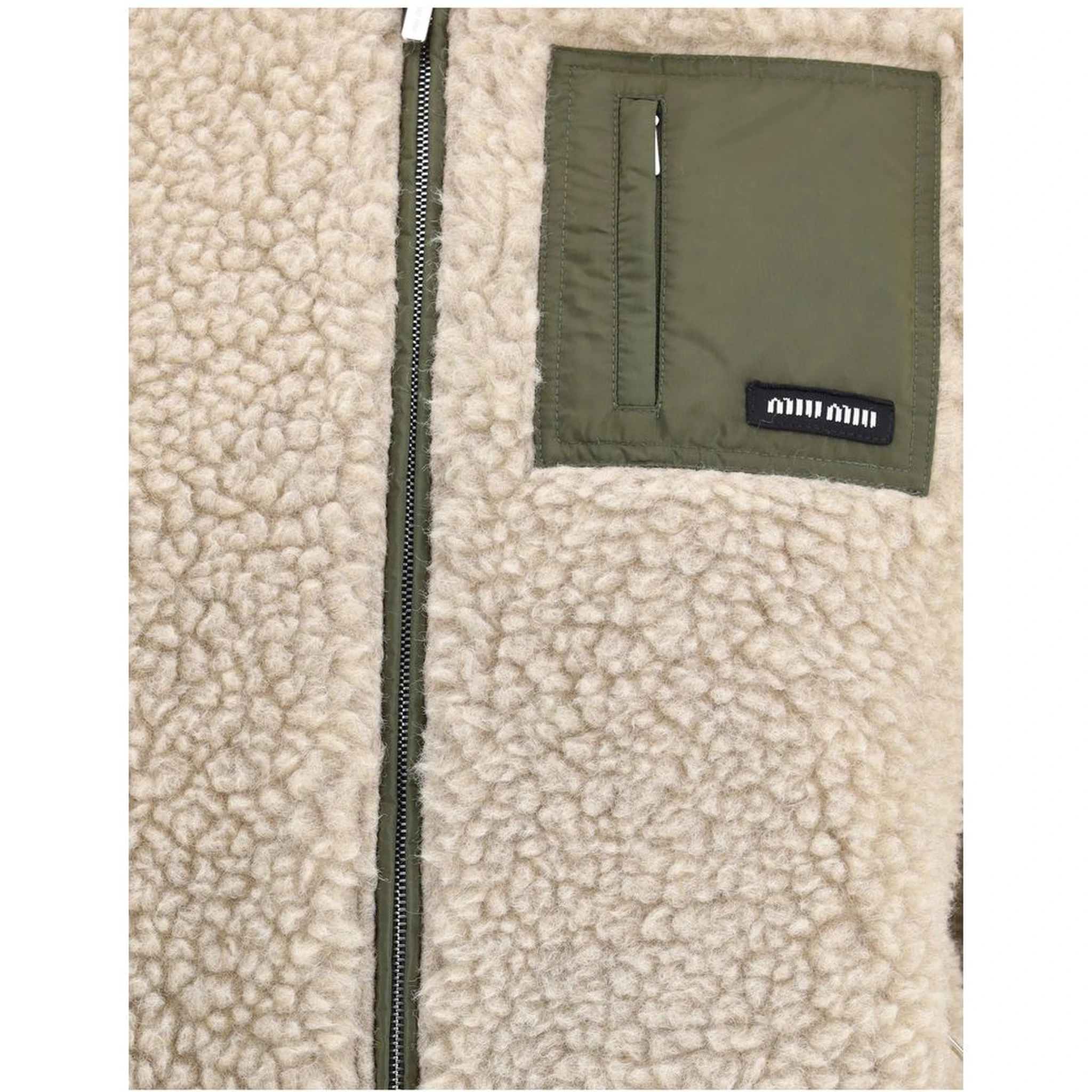 Beige Fleece Wool Full-Length Jacket
